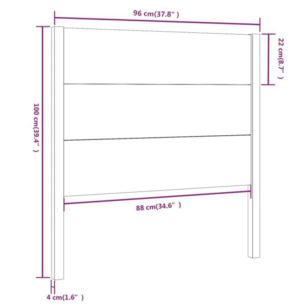 Kiefer, Massivholz vidaXL Kopfteil Grau cm St) 96x4x100 Kopfteil (1