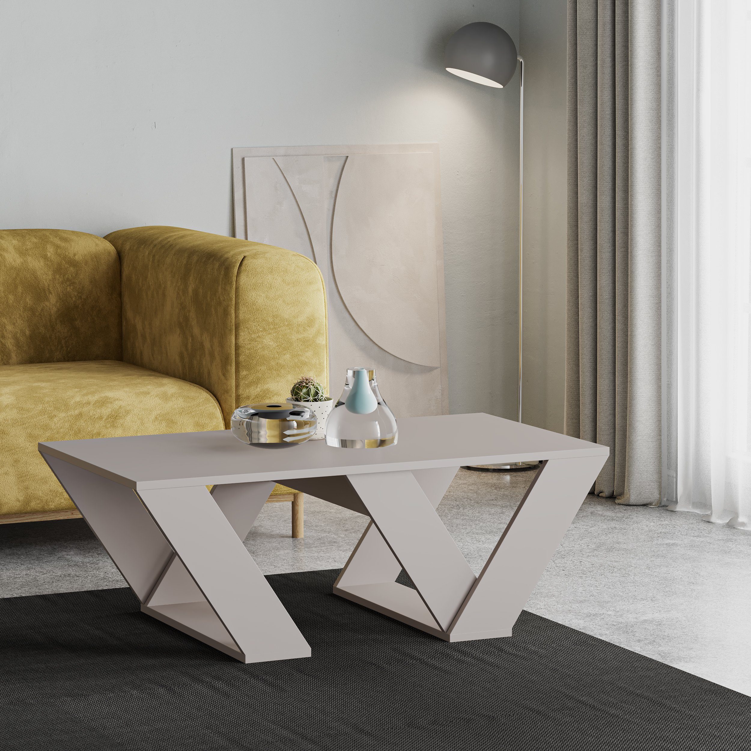 Decortie Couchtisch Pipra, Moderner Couchtisch, 110 x 60 x 40 cm