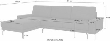 hülsta sofa Ecksofa hs.450, Armlehne breit und niedrig, Alugussfüße in umbragrau, Breite 274 cm
