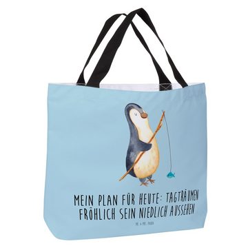 Mr. & Mrs. Panda Shopper Pinguin Angler - Eisblau - Geschenk, Neustart, Angel, Motivation, Fis (1-tlg), Trendiges Design