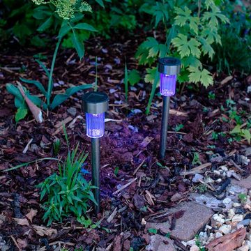 Thomas Philipps LED Solarleuchte 10er Set LED Solarlampen für den Garten, LED fest integriert, RGB-Farbwechsel, IP44 Spitzwassergeschützt, 36,5 cm hoch