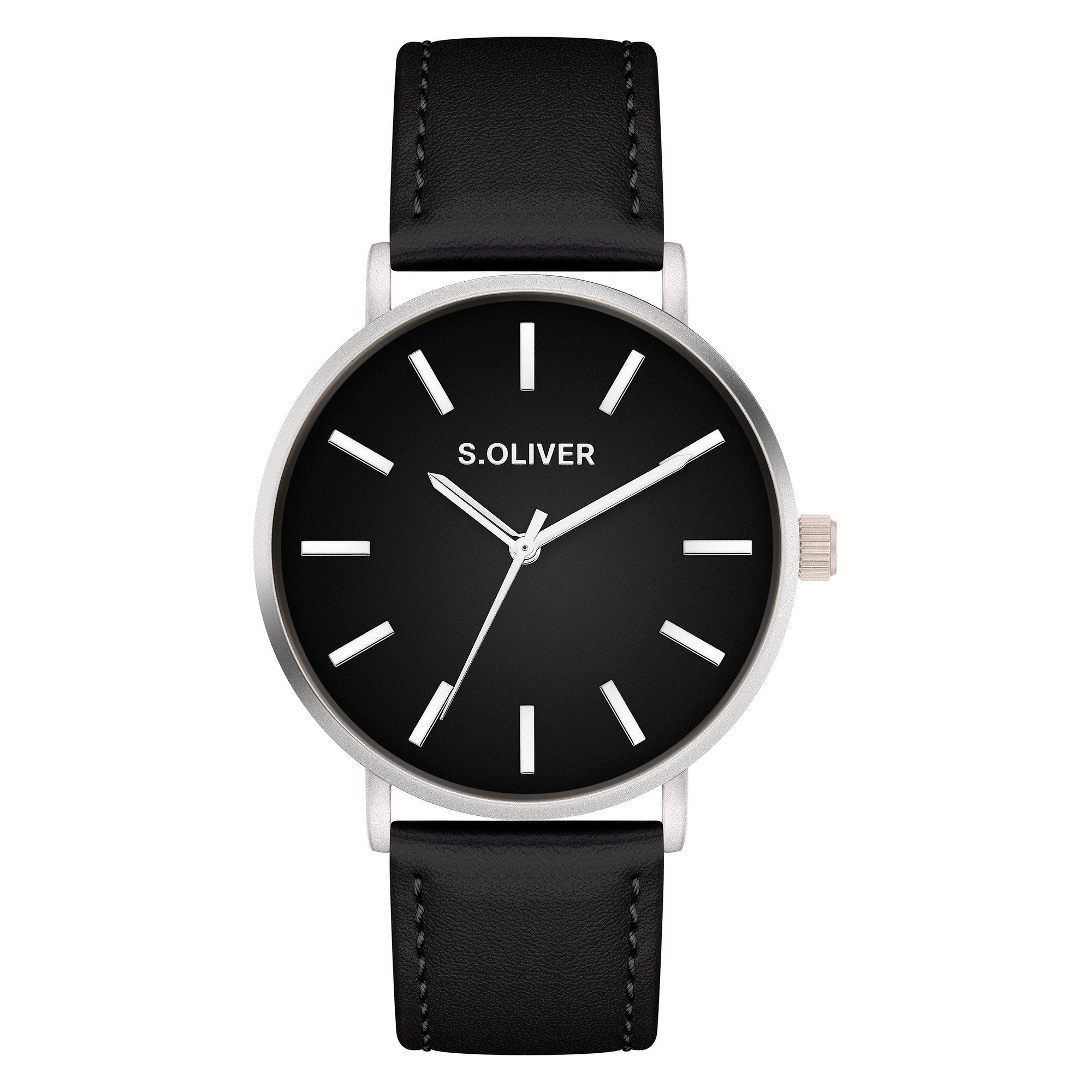 s.Oliver Quarzuhr Basic Leather SO-4439-LQ, Armbanduhr, Herrenuhr, analog
