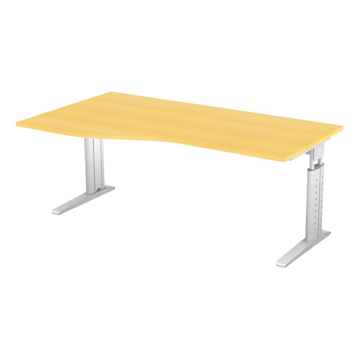 Otto Office Premium  Office Premium Schreibtisch  Office Line III, Freiform, höhenverstellbar 68-86 cm, C-Fuß Buche/silber | silberfarben | Schreibtische