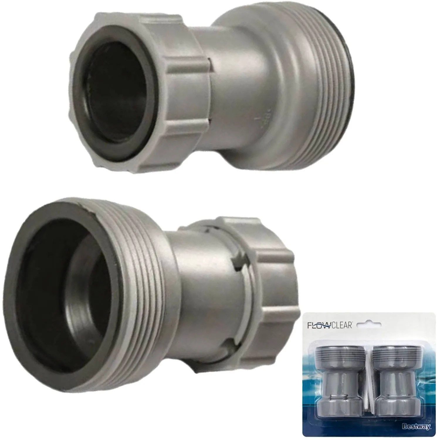 BESTWAY Schlauchadapter Poolschlauch Adapterset Verbindungsstück, (Spar-Set, 2-St., 32/38 mm langlebig), Übergang 32/38 mm, korrosionsbeständig, 2er-Set
