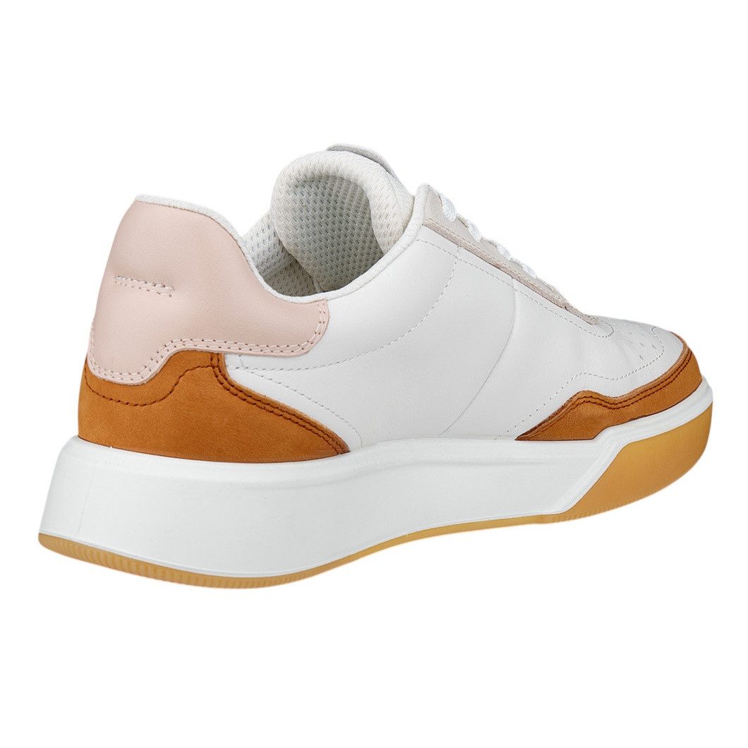 Ecco Street Court Lea (Premium-Leder) weiss/orange Damen Sneaker