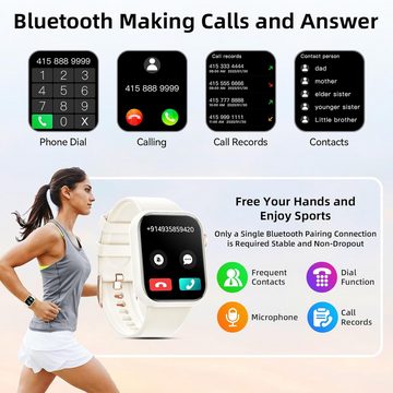 Hwagol Fur Damen Herren Touchscreen mit Bluetooth Anrufe Smartwatch (1.85 Zoll, Android / iOS), mit 140+ Sportmodi SpO2 Pulsuhr Schlafmonitor Schrittzähler