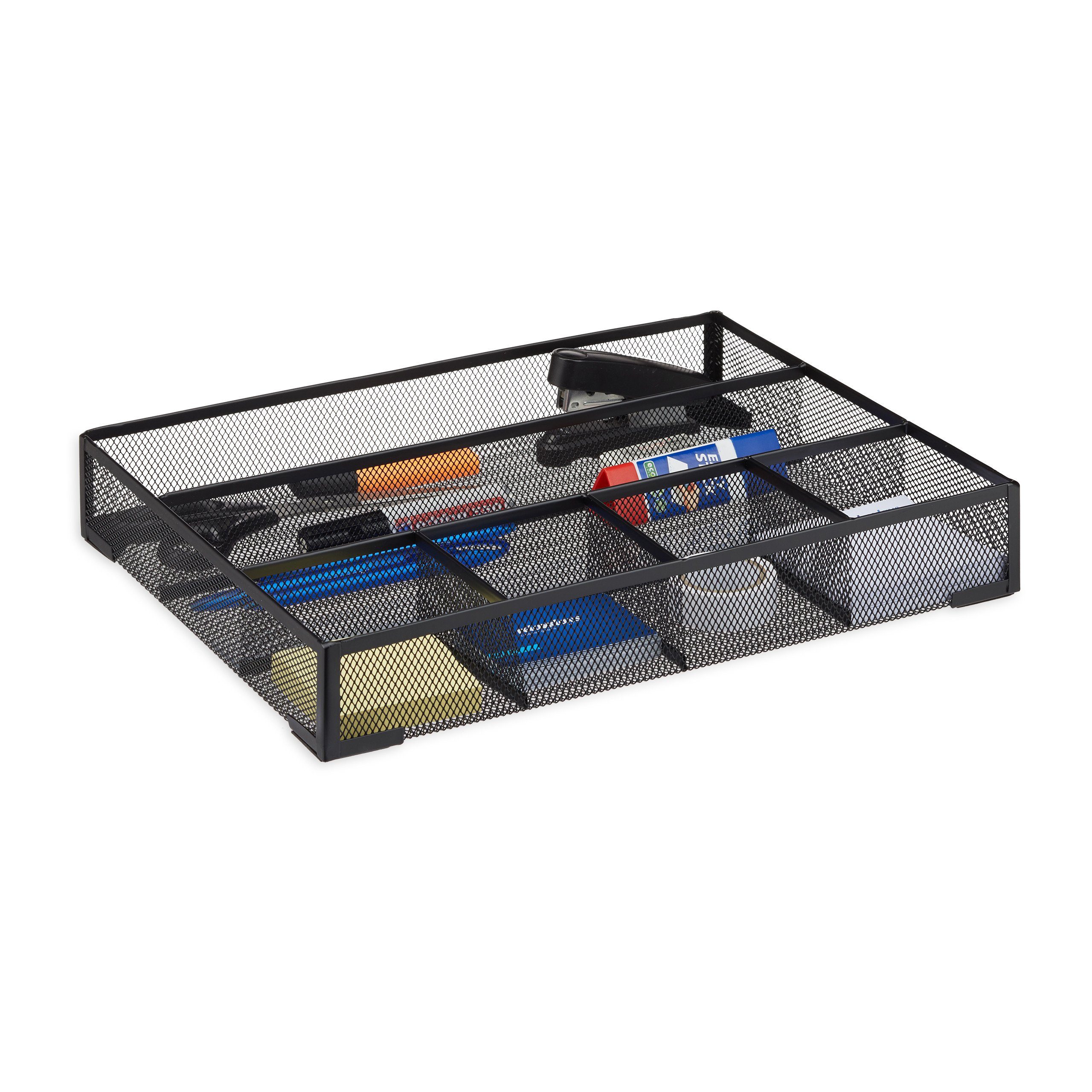 relaxdays Organizer Schreibtischorganizer Metall groß, schwarz