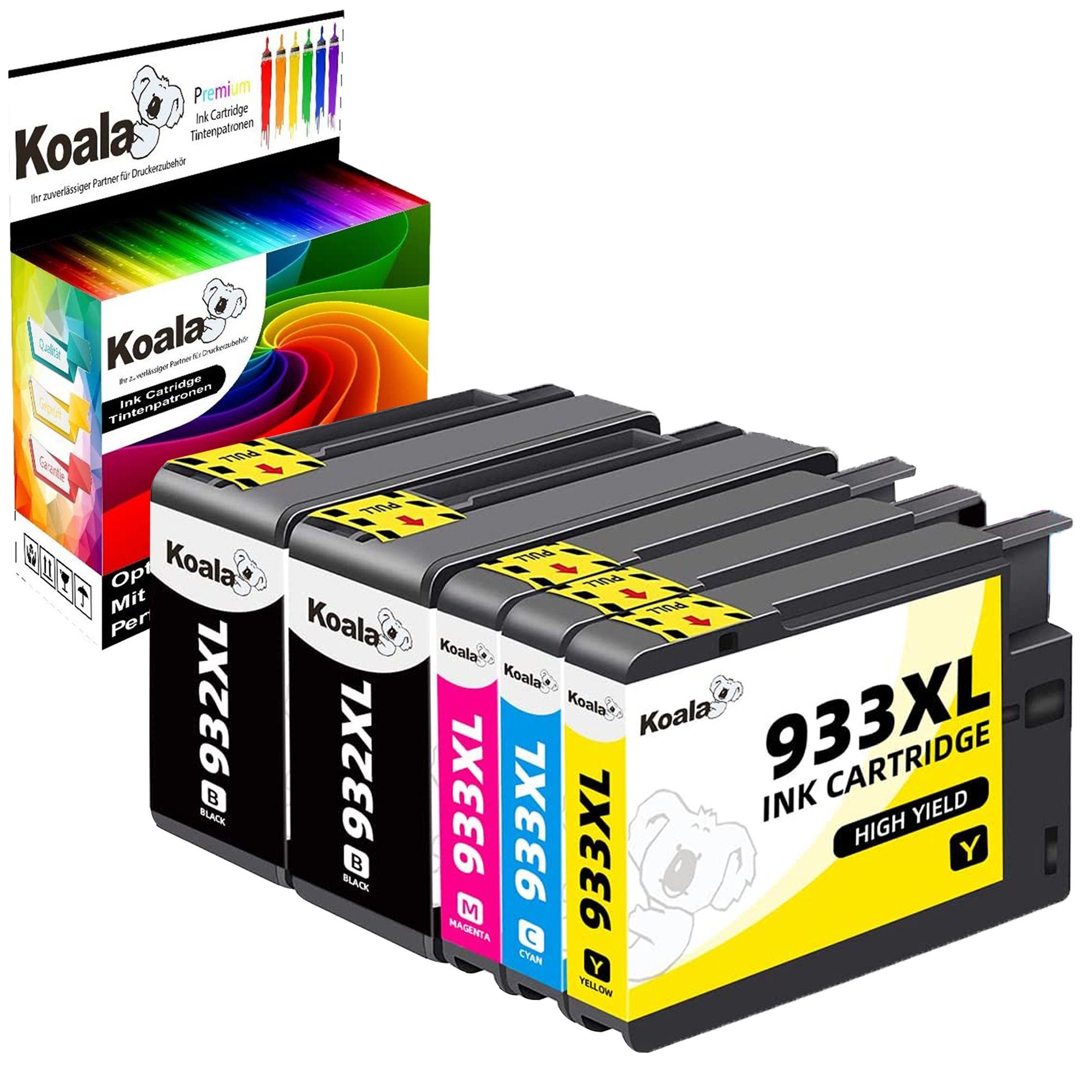 Koala 5er HP 932XL 933XL CN053AE, 7610 7110 schwarz XL OfficeJet 933 (Packung, 6700 Druckerpatrone HP XL für 6600 Tintenpatrone 932 6100 magenta/cyan/Gelb) 7612