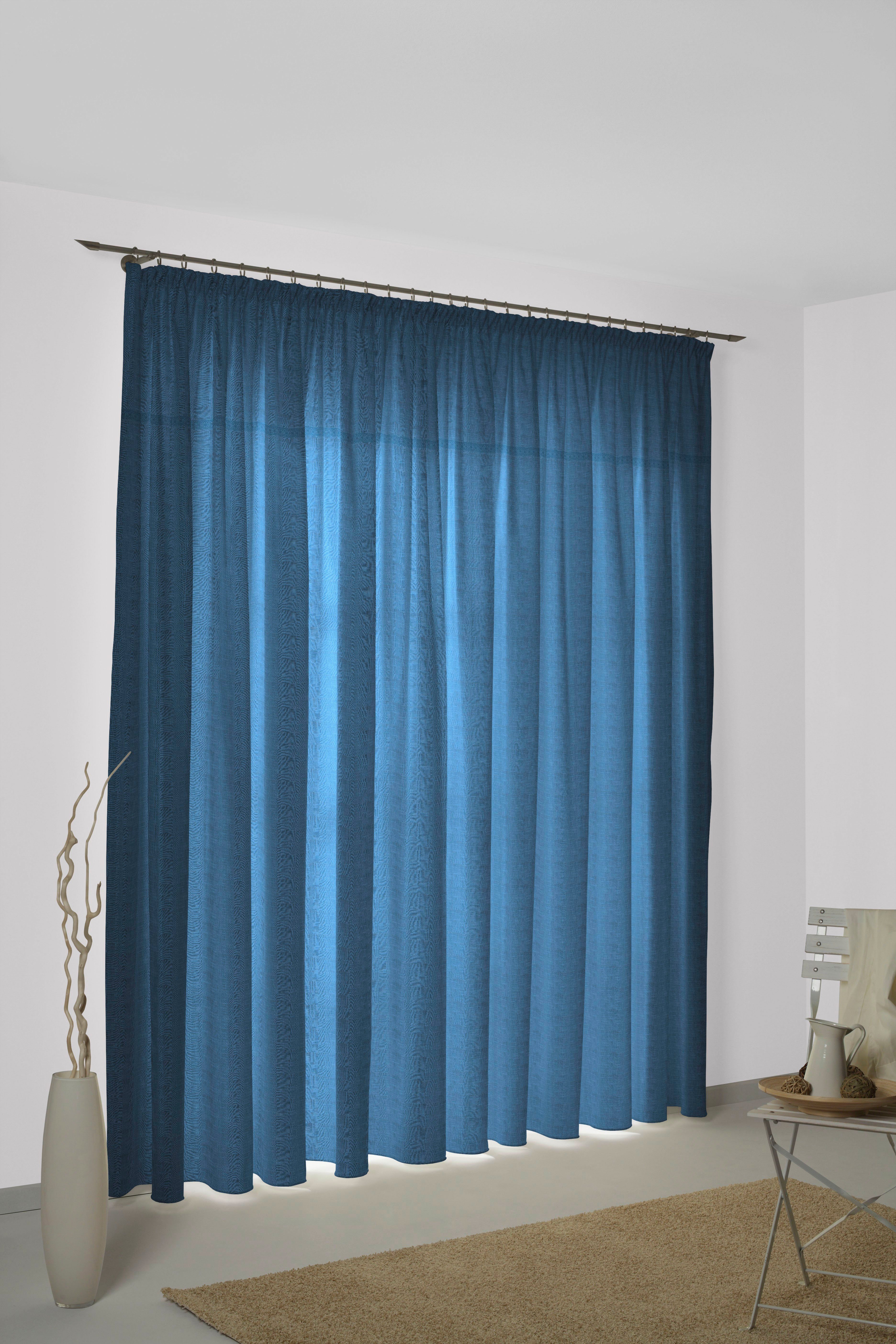 Vorhang Wiessee, (1 Maß nach blickdicht, blau Kräuselband Wirth, St)