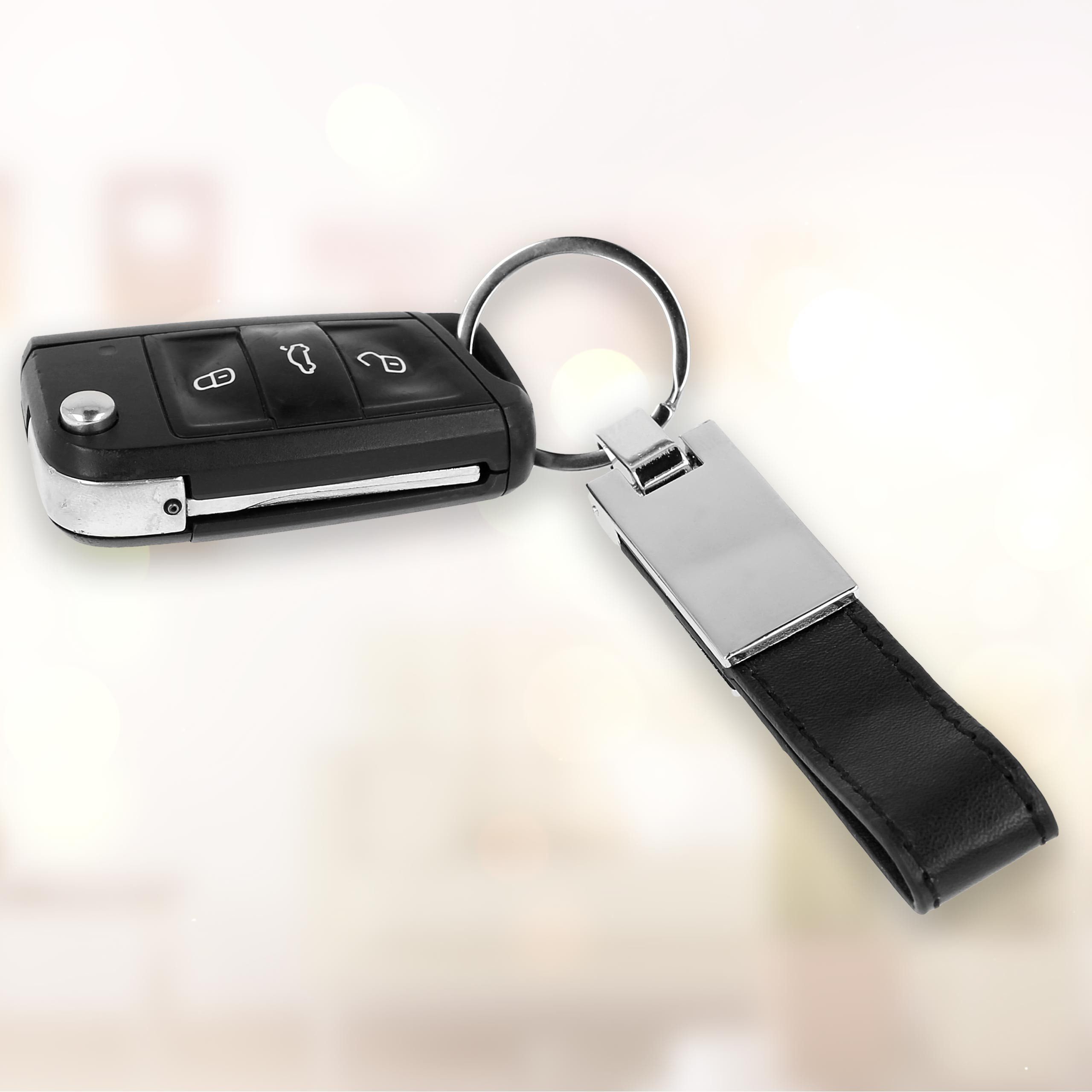 Lantelme Schlüsselanhänger Set Edelstahl Leder Schlüsselbund Autoschlüssel Hausschlüssel Anhänger (mit Ring, 1 Stück Schlüsselanhänger), Schlüsselband Klein und Robust