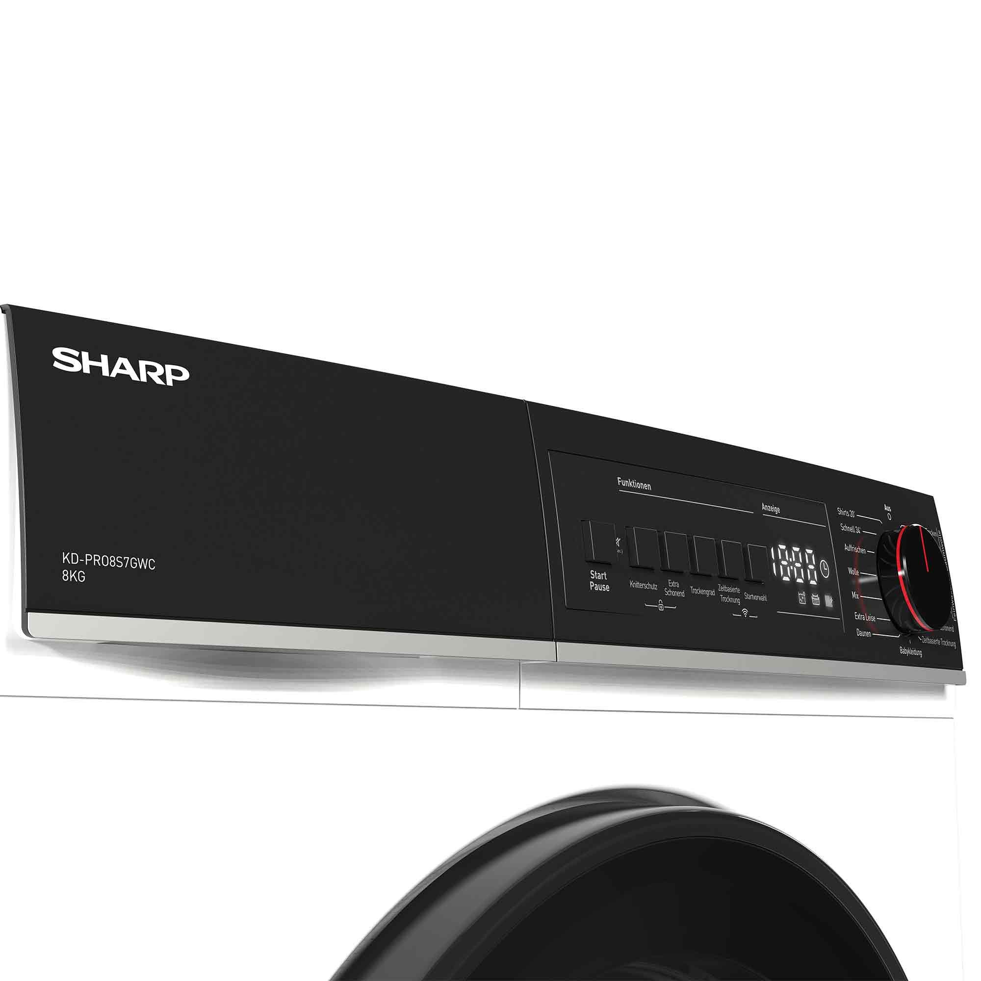 Praktische Ausstattung des Sharp Wärmepumpentrockners für Familien