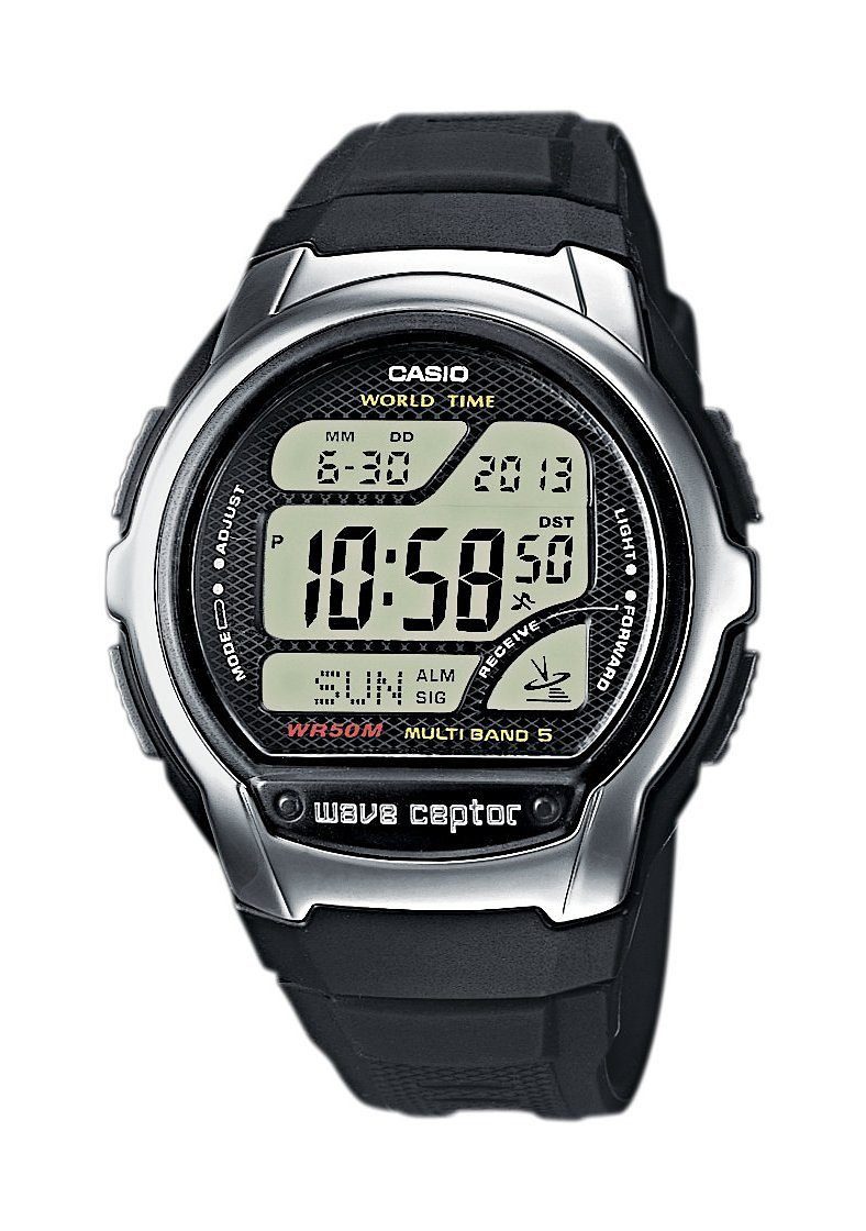 Casio Funk Funkchronograph WV-58R-1AEF, Quarzuhr, Armbanduhr, Herrenuhr, Funkuhr, Digitaluhr, Resinarmband