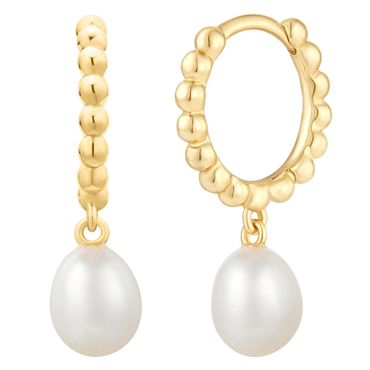 Glanzstücke München Paar Creolen gelbgold, mit Süßwasser-Zuchtperle günstig online kaufen