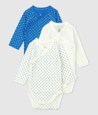 Petit Bateau Strampler 3er Set Babybodys aus Bio Baumwolle, für Jungen & Mädchen