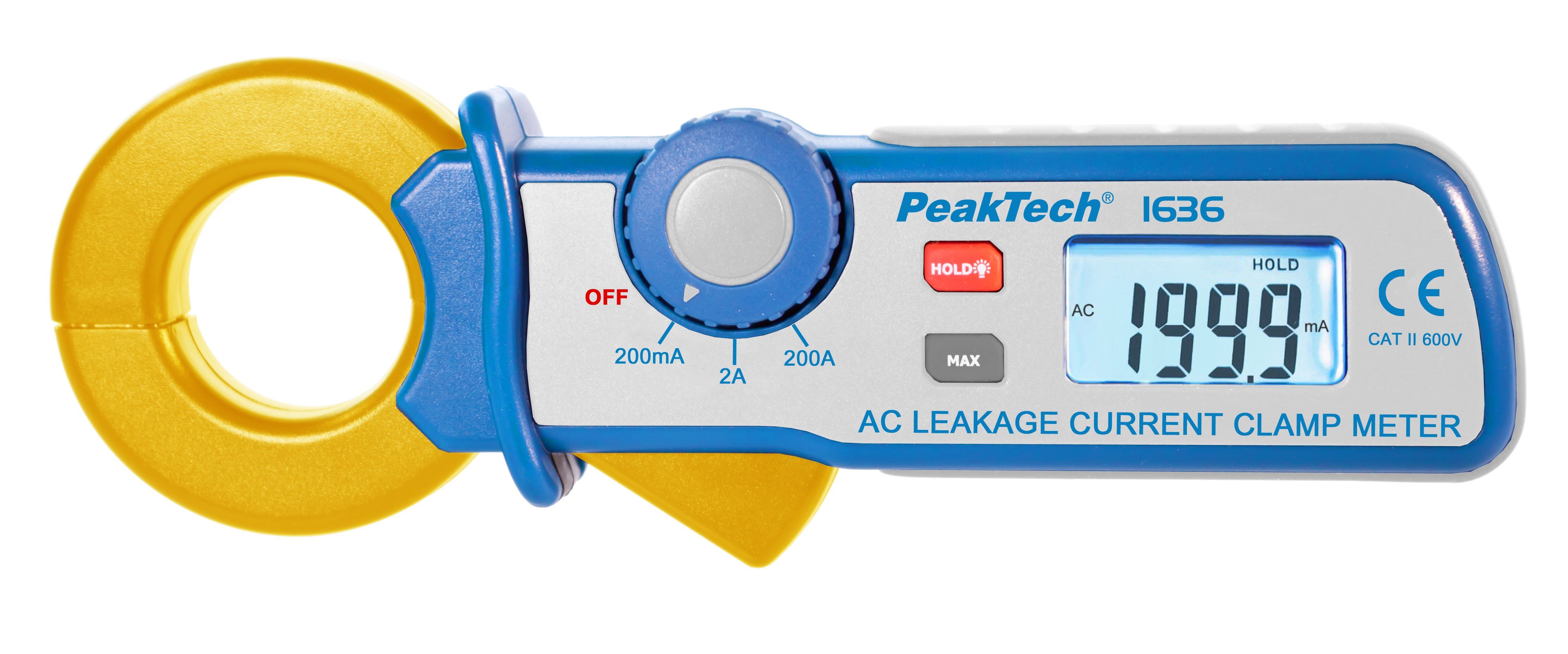 PeakTech Strommessgerät PeakTech 1636: AC max. Auflösung, Leckstromzange ACA, 200 100µA mit 1-tlg