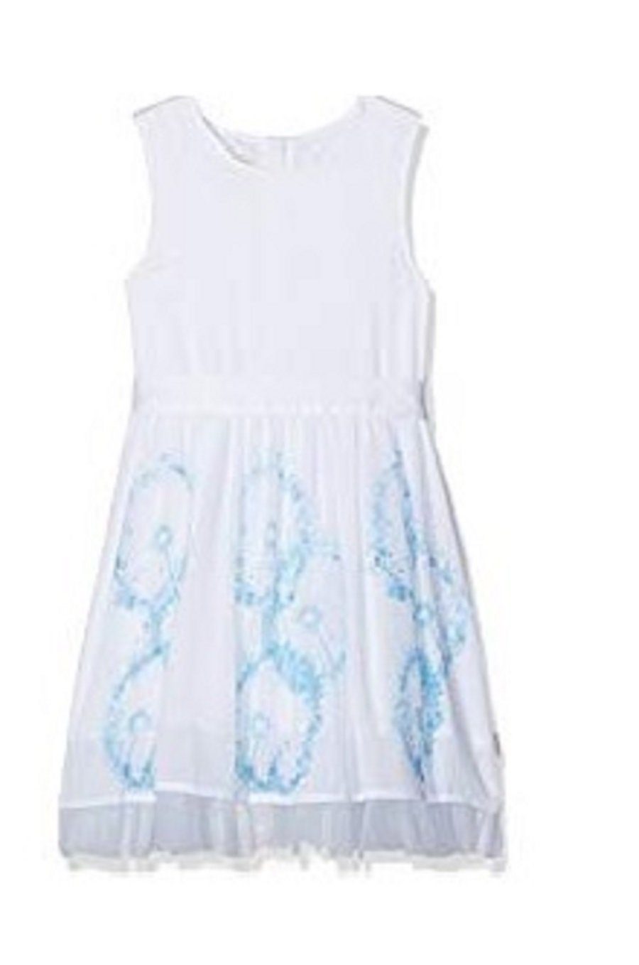 Pezzo D'oro Chiffonkleid Pezzo D'oro Festtagskleid, Brautmädchenkleid, Kommunionkleid,weiß blauer Druck