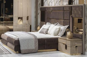 JVmoebel Schlafzimmer-Set Luxus Bett Nachttisch Kleiderschrank Material Holz Kommode Set 5tlg