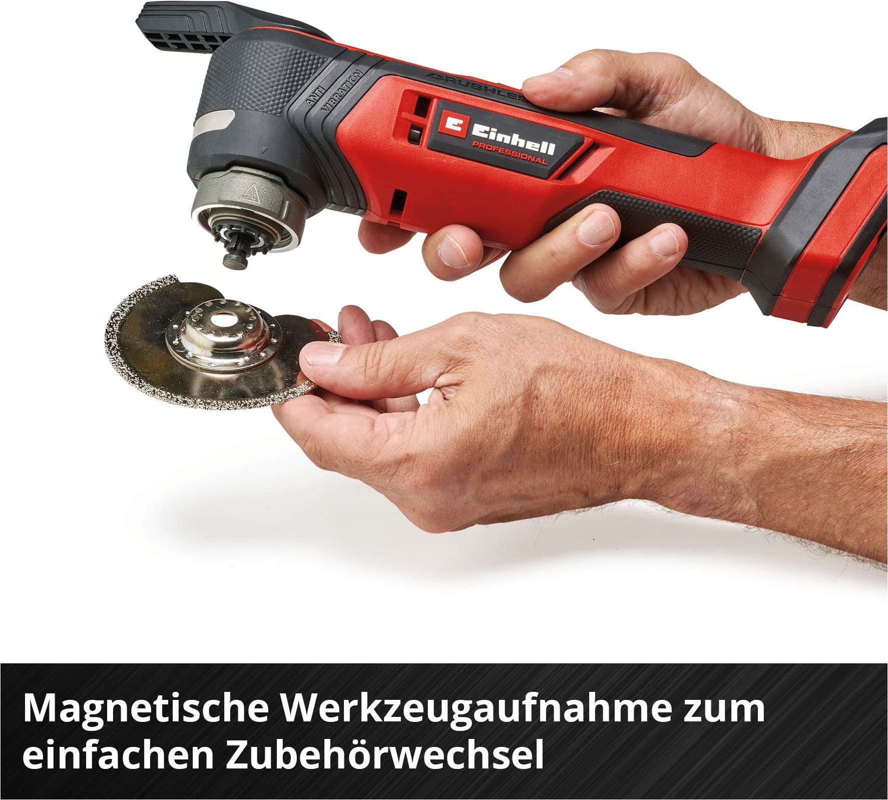 Einhell Akku-Multifunktionswerkzeug TP-MG 18 Li BL - Solo, 3 Funktionen: Schleifen, Sägen, Schaben, ohne Akku – Bild 4 von 5