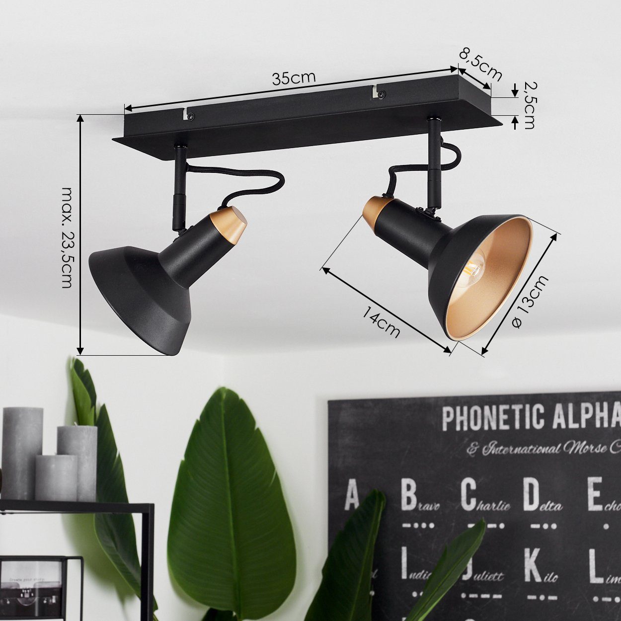 in Schirme Modernen sind Leuchtmittel, Metall »Fornacette« E14, drehbar Deckenlampe hofstein Schwarz/Bronze, ohne Deckenleuchte im Design, aus