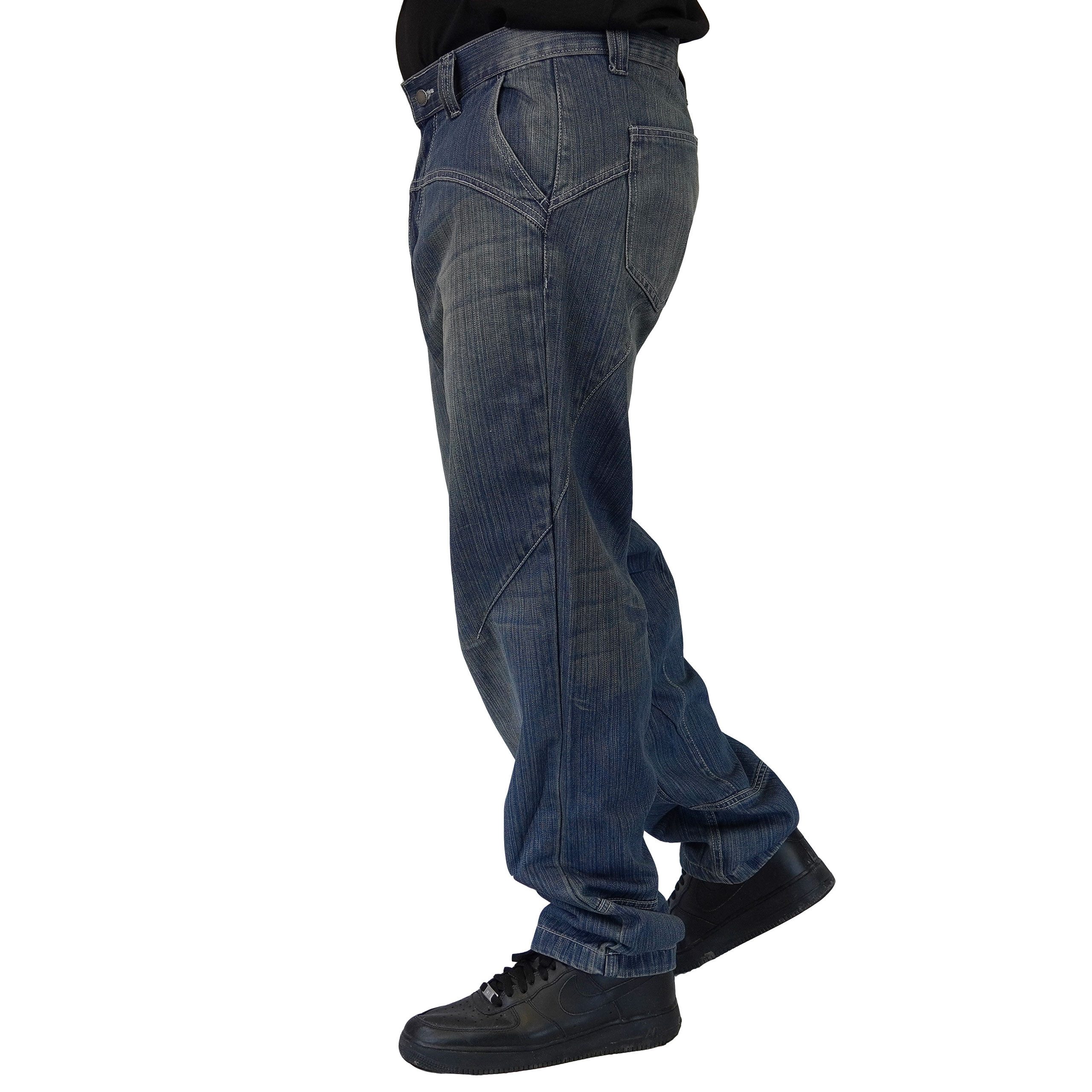 BRACHIAL THE LIFESTYLE COMPANY Loose-fit-Jeans Brachial Jeans "Statement" dunkles Streifen-Denim