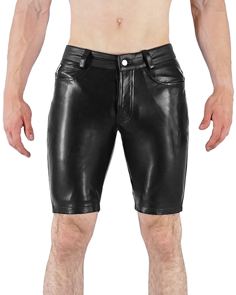 Lederhose Bockle® Faux Leather Pants Button Tap Kunstleder Shorts Leder