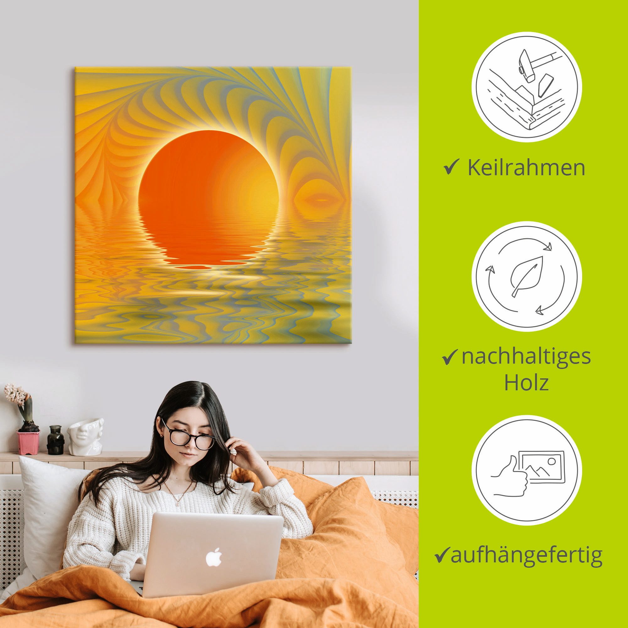 Artland Leinwandbild Abstrakter Sonnenuntergang, Muster (1 St), auf Holzrahmen gespannt