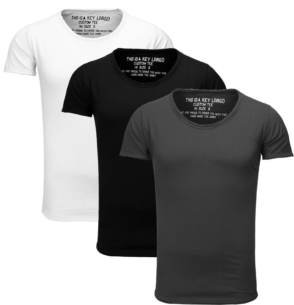 Key Largo T-Shirt Bread vintage Look uni Basic T00621 (3er-Pack, 3-tlg., 3e günstig online kaufen