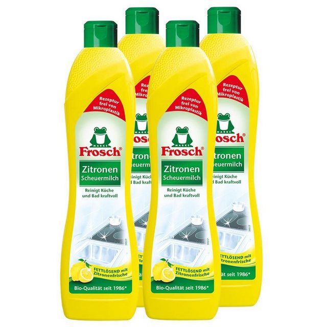 FROSCH 4x Frosch Zitronen Scheuermilch 500 ml – Reinigt Bad und Küche kraftvo Spezialwaschmittel