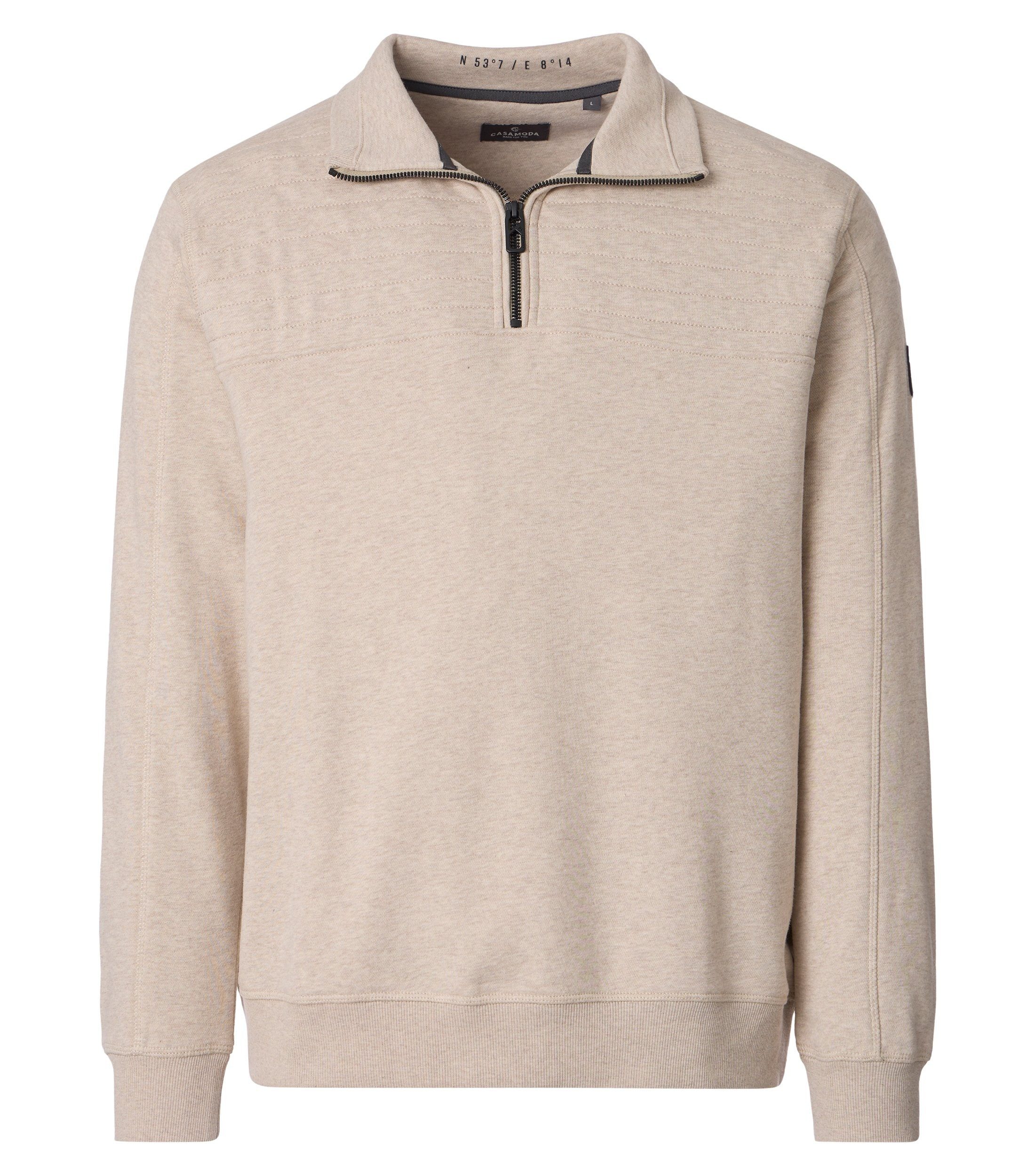 CASAMODA Troyer CASAMODA Herren Sweat-Troyer Zipper Regular Baumwollmix Beige
