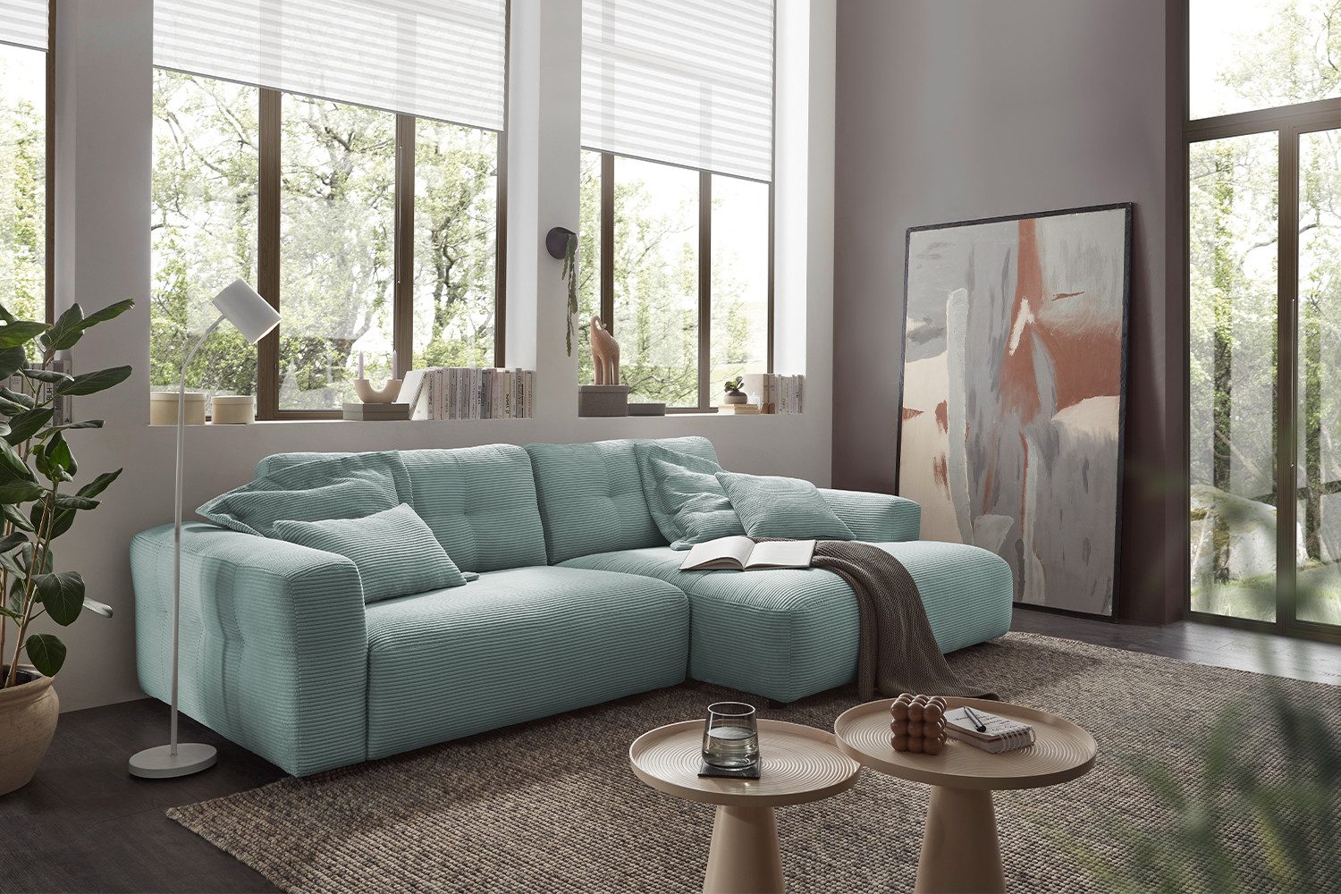 KAWOLA Ecksofa MIKA, Couch L-Form rechts oder links, Cord verschiedene Farben