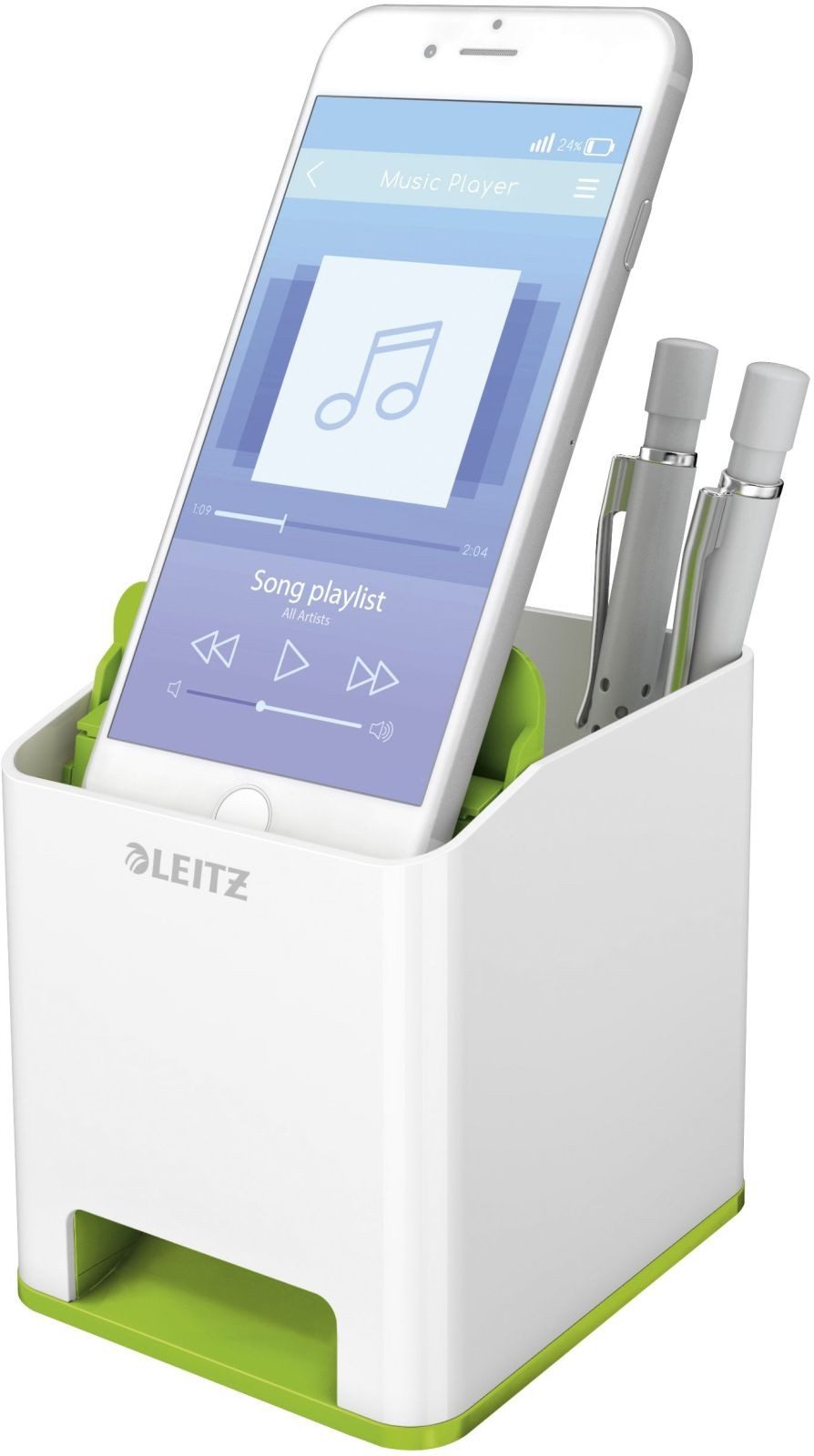 LEITZ Tischaufsatz Stifteköcher Wow Duo Colour Sound weiß/grün