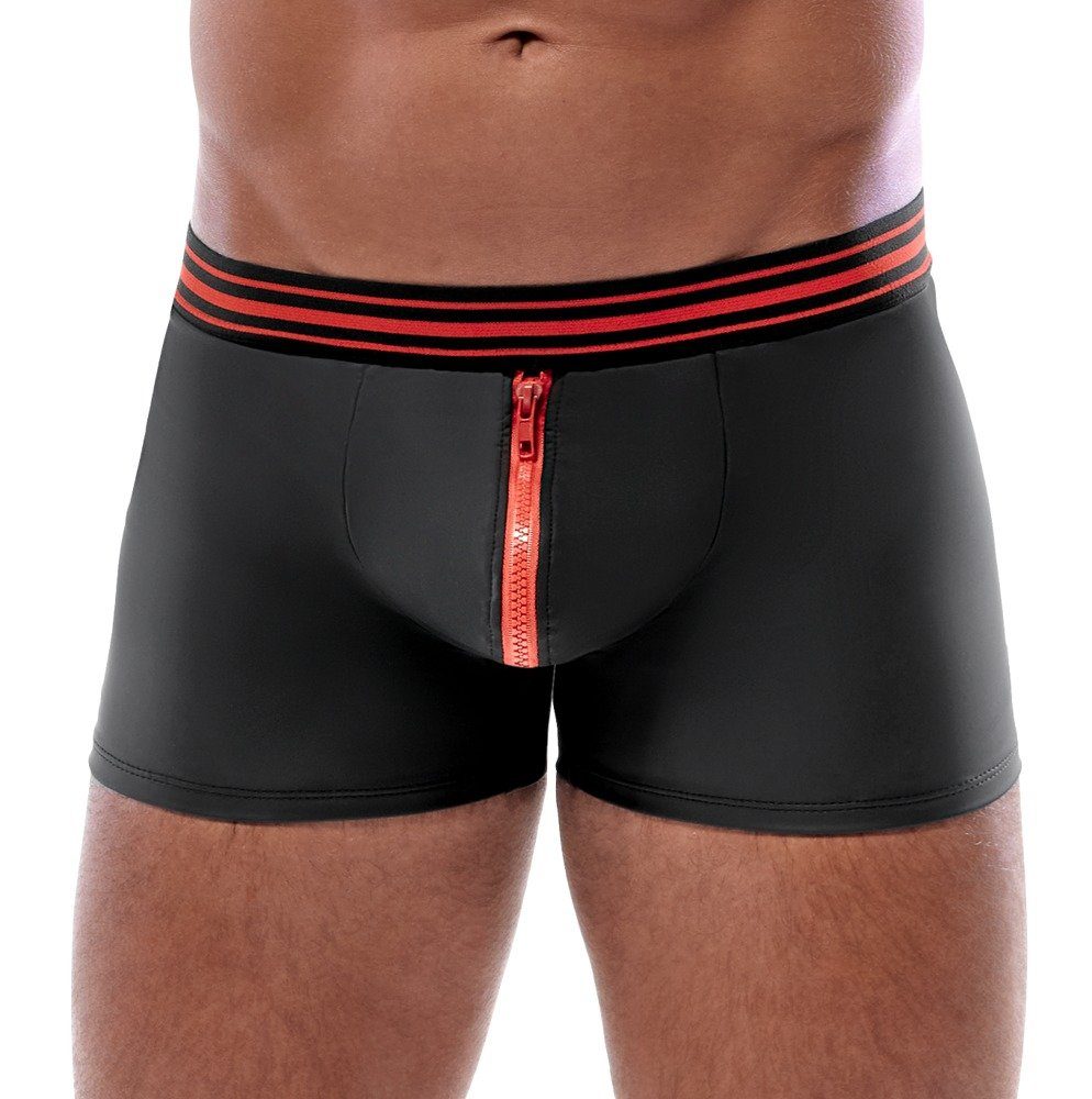 Svenjoyment Boxershorts Boxershorts mit rotem Reißverschluss - schwarz