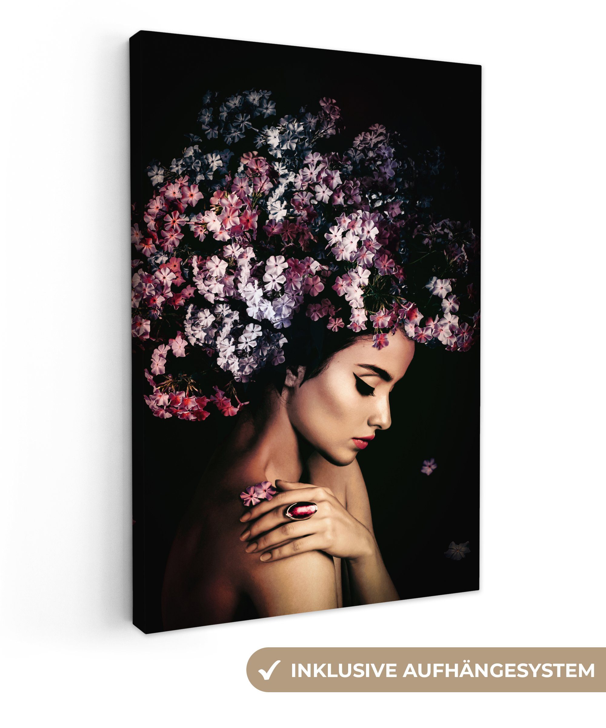 OneMillionCanvasses® Leinwandbild Blossom - Frau - Rosa - Luxus, Fotodruck günstig online kaufen