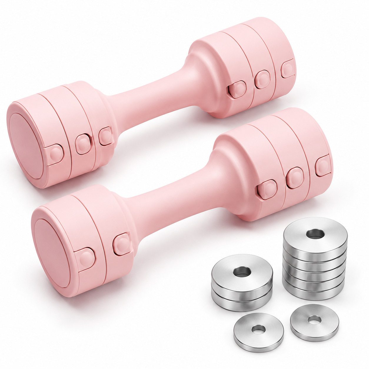 Tekoo Kurzhantel Verstellbare Hanteln 2er Set 1,5-2,5 kg Damen Fitness rosa, (Set), Verstellbar 1,5-2,5 kg, TPR-Griff, Stahlgewichte