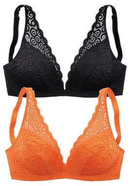 petite fleur Bralette-BH (Packung, 2 Stück) ohne Bügel aus Spitze, Dessous