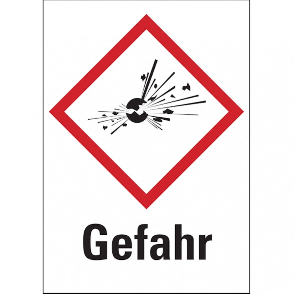 Hinweisschild Gefahrstoffetiketten - Explodierende Bombe (GHS01) - 52x74 mm Folie se