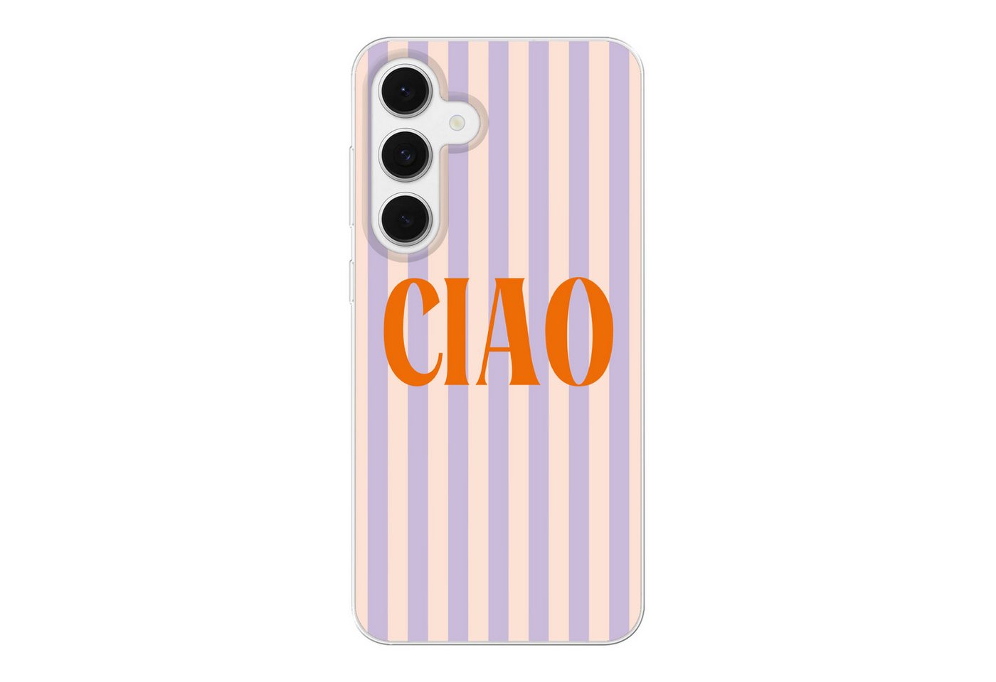 MuchoWow Handyhülle für Samsung Galaxy S24 FE Ciao - Zitat - Pastell - Streifen, Phone Case, Silikon, Schutzhülle Dünn