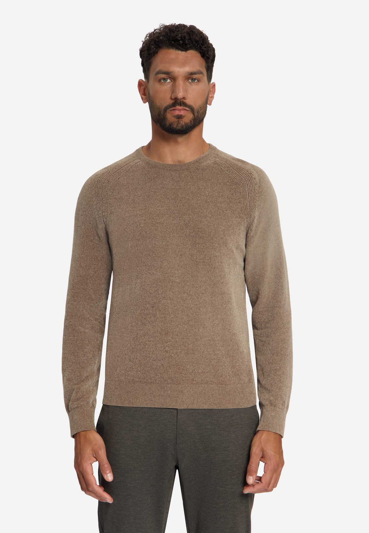 NO EXCESS Langarmshirt - Leichter Strickpullover mit Rundhals und Chenille-Optik für Herren