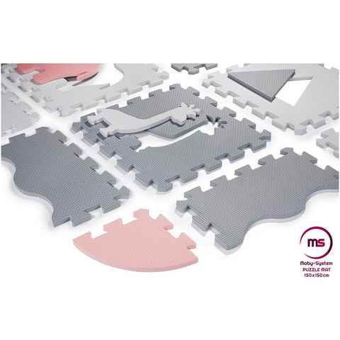 Moby-System Spielmatte Schaumstoff-Puzzlematte XL 150 x 150 x 1 cm mit Rand, Rosa