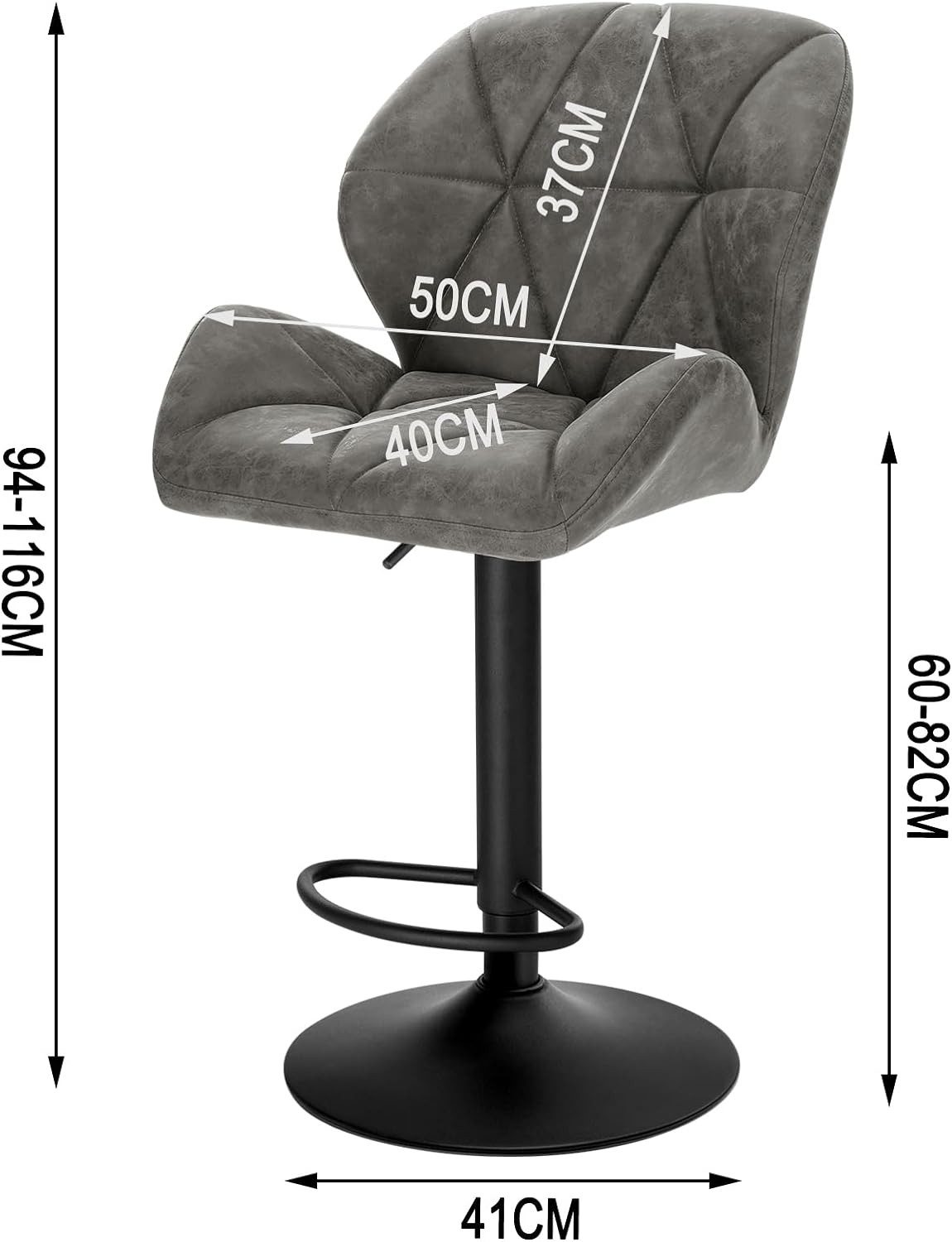 Woltu Barhocker (4 St), 120kg belastbar, höhenverstellbar, drehbar, Stahl