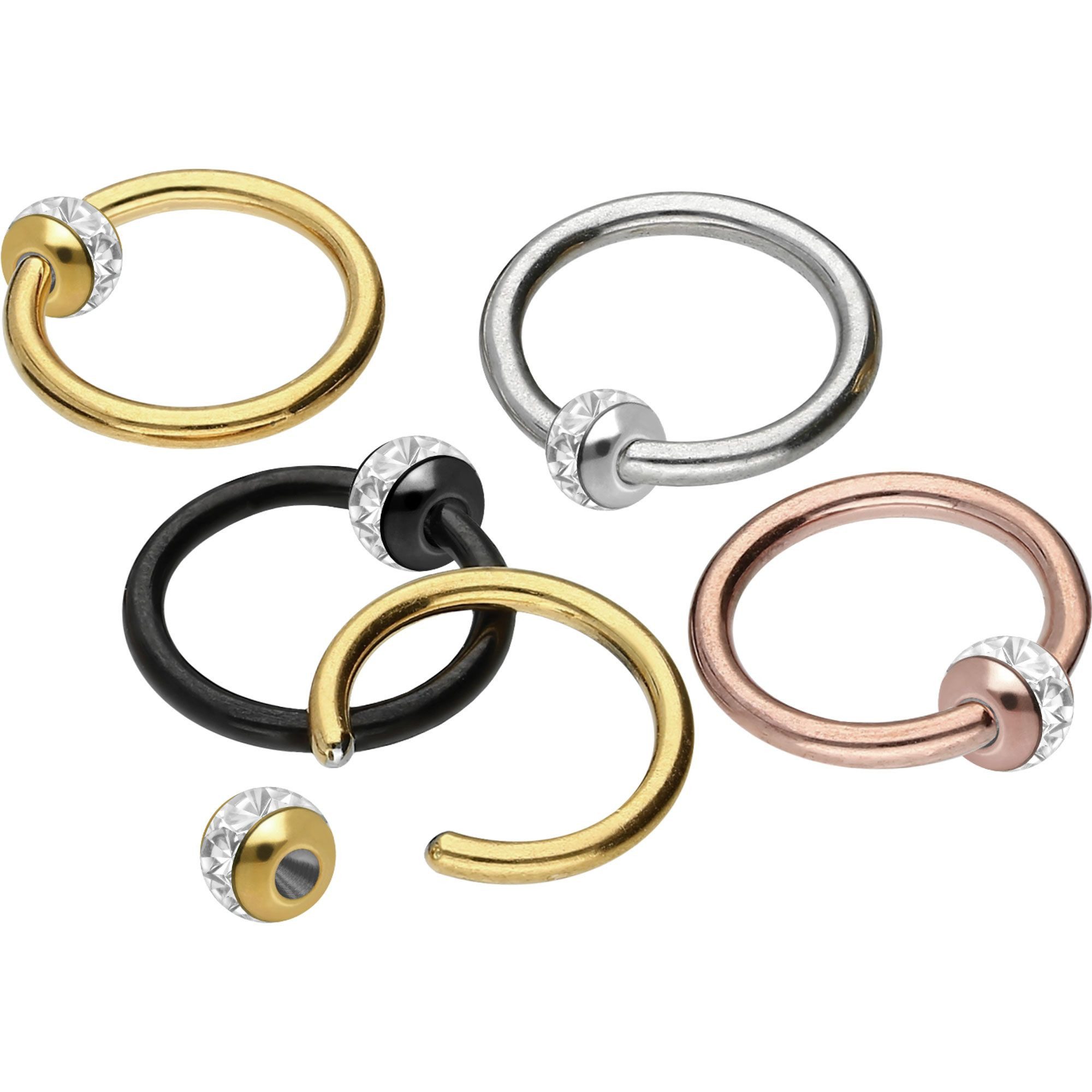 PIERCINGLINE Nasenpiercing Chirurgenstahl Klemmkugelring EPOXY-RING-KUGEL (Klemm-Ringe, 1-tlg)