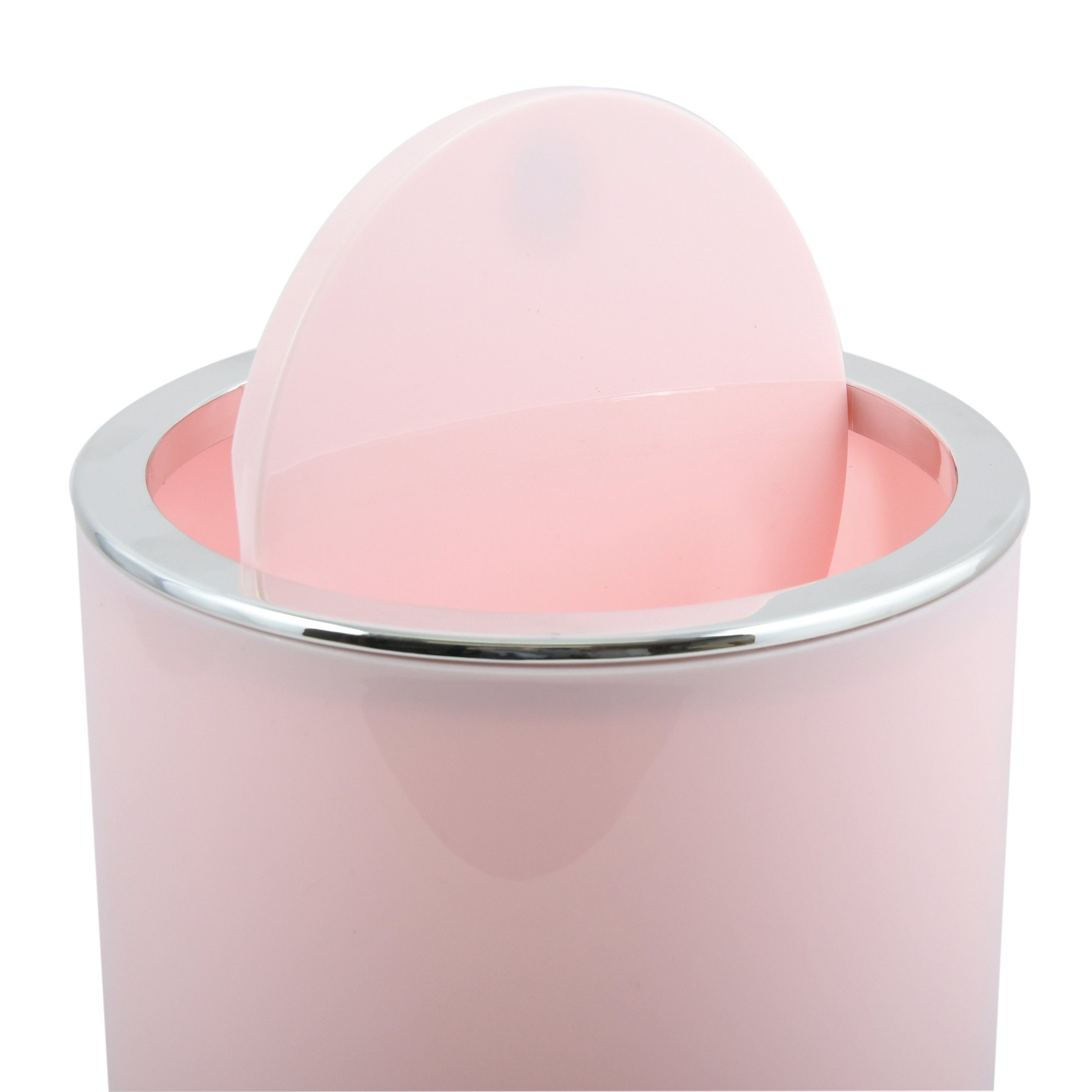 MSV Kosmetikeimer KAMAKA, eleganter Abfalleimer mit Schwingdeckel, für Küche, Bad, Büro, in angesagten Trendfarben, 6 L, pastellrosa