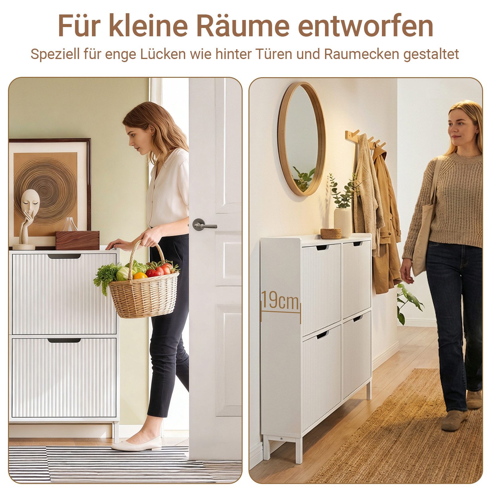 SoBuy Schuhkipper FSR177, Schuhschrank, Flurschrank Hoch Kommode für Diele, Flur, Schuhschrank schmal Schuhregal Schuhkommode Schuhablage