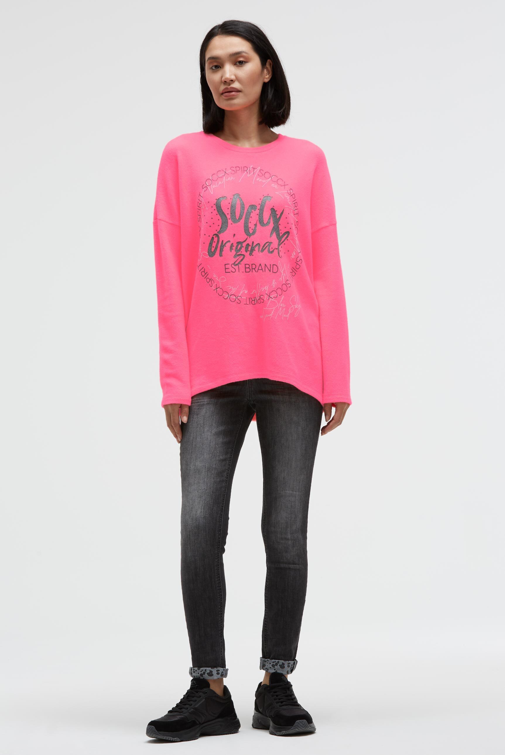 SOCCX Rundhalspullover mit überschnittenen Schultern