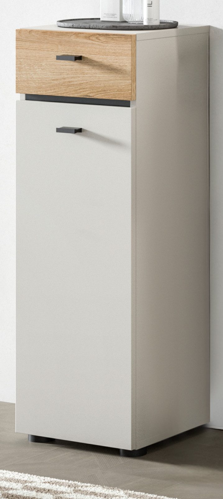 Inn.Furn Badkommode Matteo (Badschrank in Kaschmir / Evoke Eiche, 32 x 91 cm), Türanschlag wechselbar