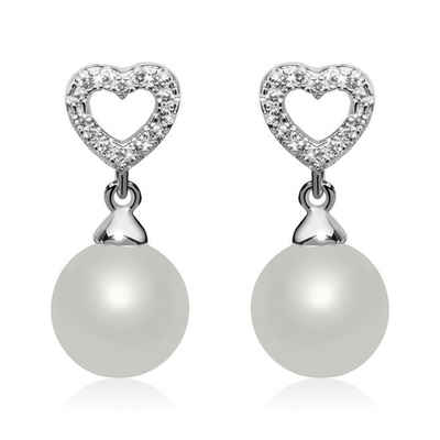 Unique Paar Ohrstecker Damen Ohrstecker von Unique aus 925er Silber Perlen und Zirkonia