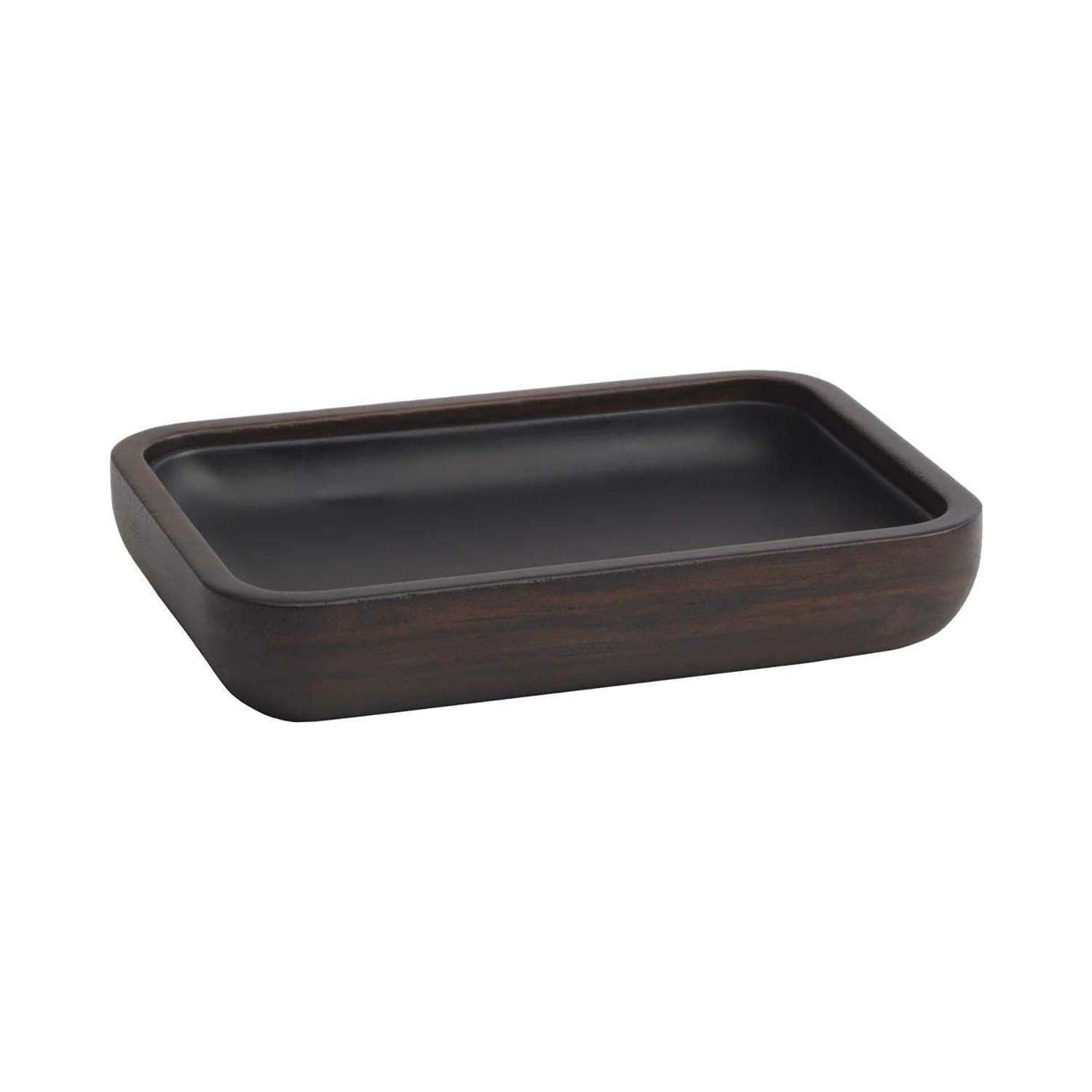 Aquanova Seifenschale EBONY, Dunkelbraun, Ebenholz, Edelstahl, 12,2x8,5, Breite: 12,2 cm, 1-St.