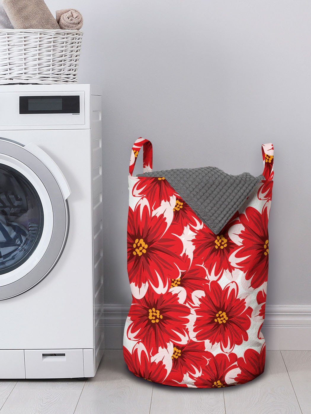Abakuhaus Wäschesäckchen Wäschekorb für Saisonale Blume mit Waschsalons, Frühling Romantischer Griffen Kordelzugverschluss