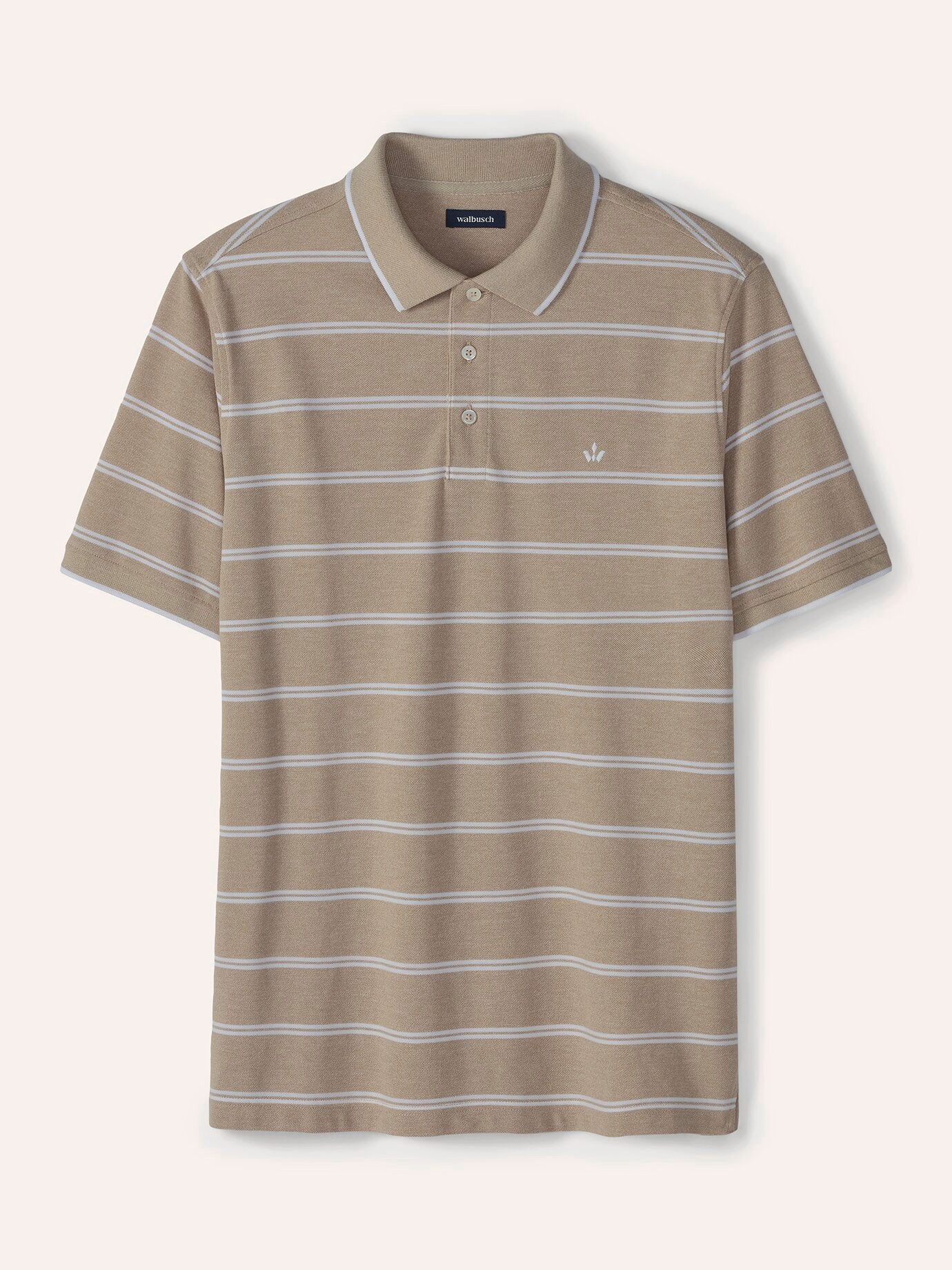 Walbusch Poloshirt Herren Bi-Colour Shirt Piqué mit Perlmuttknöpfen offen Elastischer Baumwollmix, garngefärbt, pflegeleicht, Kurzarm-Polo
