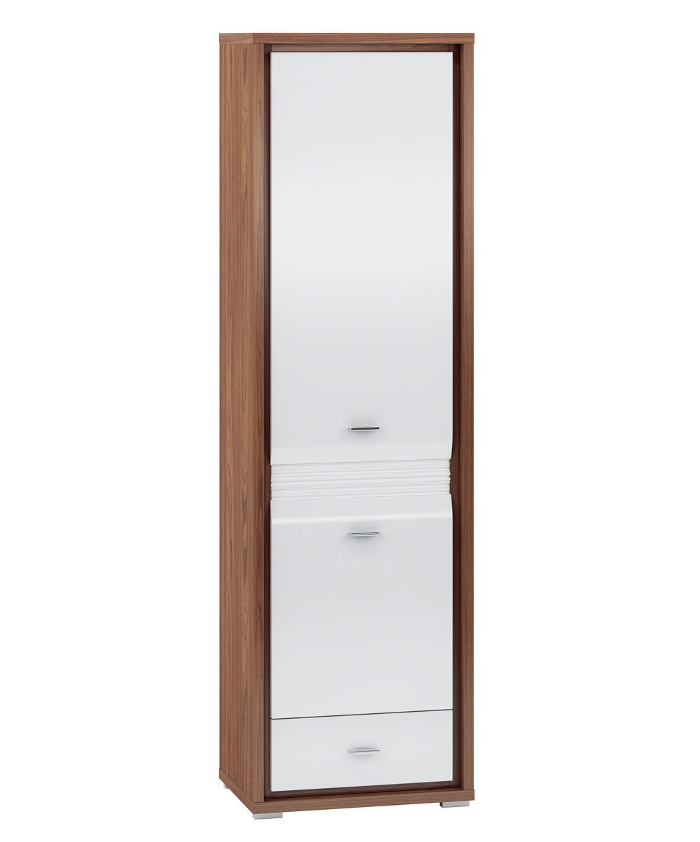 Feldmann-Wohnen Stauraumschrank Dallas (2 Türen, 4 Böden, 1 Schublade, 1-St., moderne Optik, Hochglanz Front, Griffe aus Metall) 60x41x203cm